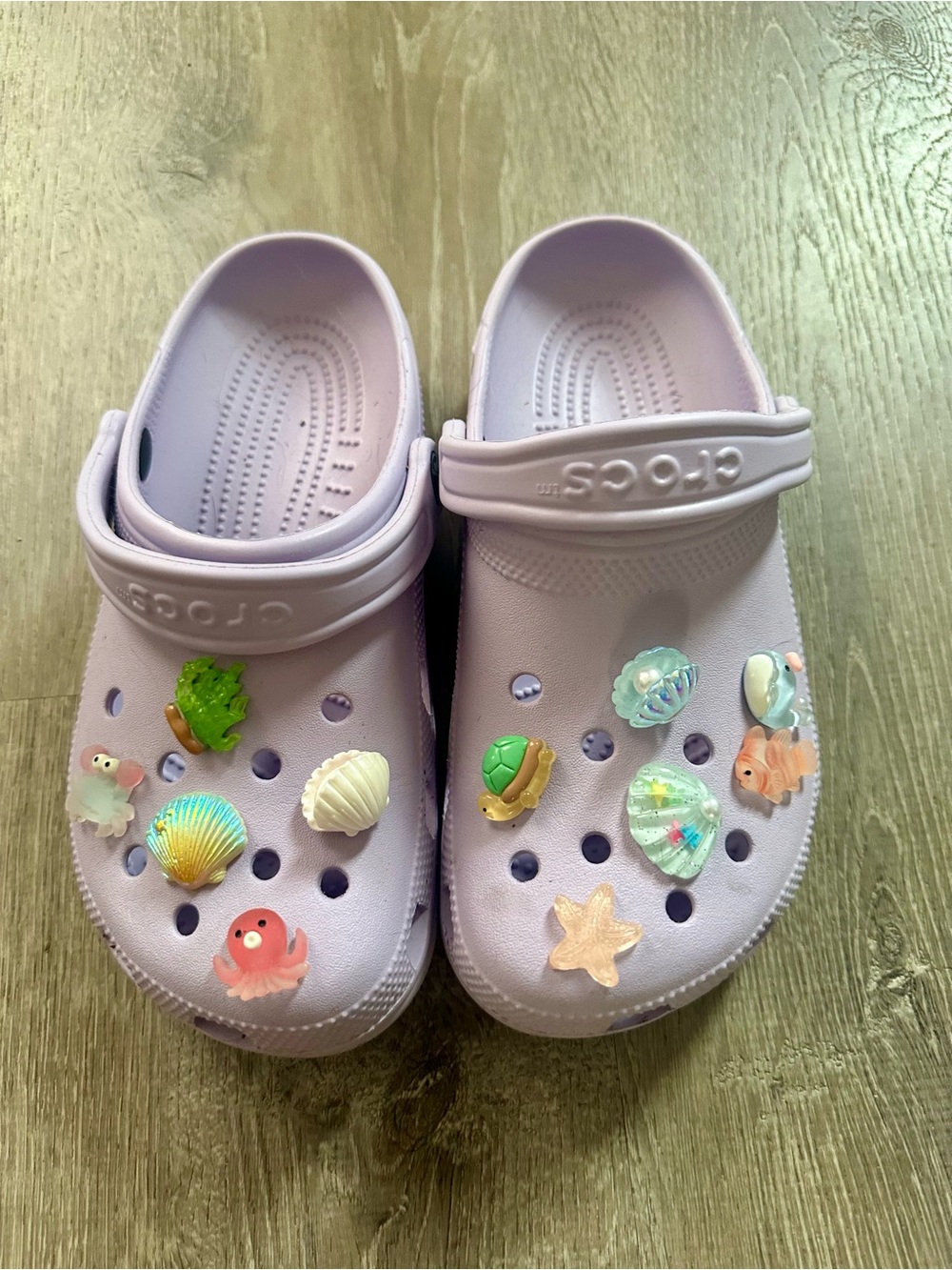 Lilac Crocs Shoes with Ocean Charms